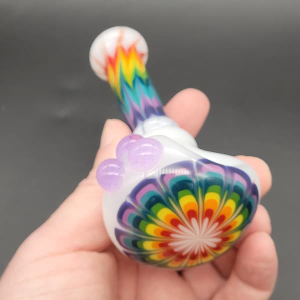 Floral Rainbow Glass Spoon Pipe