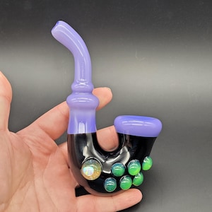 Purple and Black Glass Sherlock Pipe