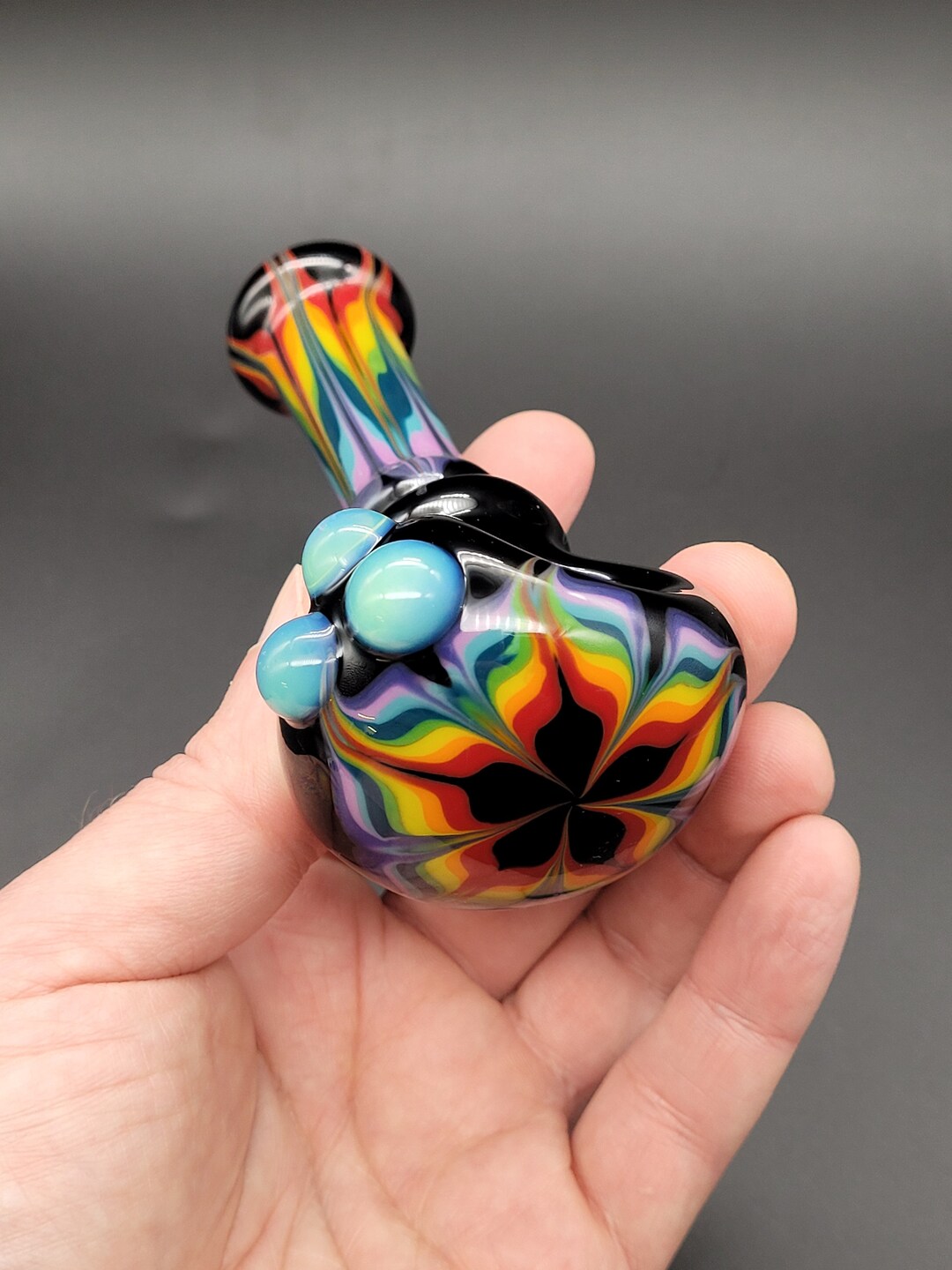 Feather Rake Black Glass Pipe With Rainbow Feather Rake - Etsy