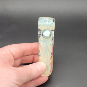 Inside Out Silver Fume Glass Chillum Pipe with Opal