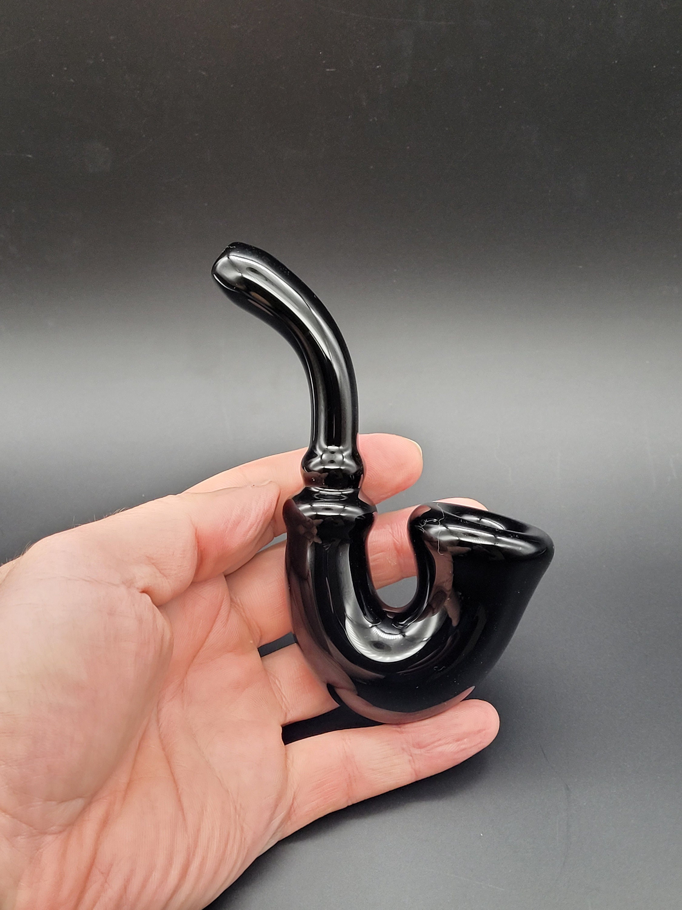 Teal Black and Orange Handmade Glass Sherlock Pipe Smoking 