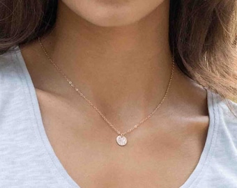 Hammered Coin Necklace Rose Gold Filled | Waterproof Rose Gold Jewelry