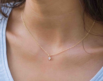 Tiny CZ Necklace Gold