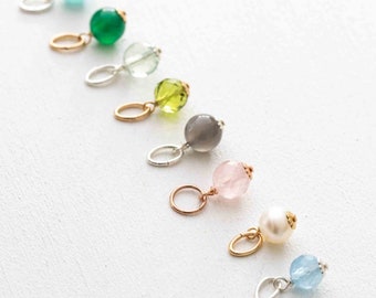 Tiny Gemstone Gift for Her | Freshwater Pearl, Peridot, Aquamarine, Rose Quartz, Gray Moonstone