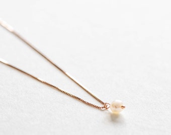 Delicate Pearl Necklace Rose Gold Plated Silver