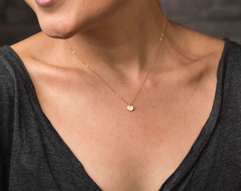 Tiny Dot Necklace, .925 Sterling Silver, Gold Filled, Rose Gold Jewelry