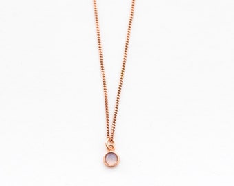 Tiny Chalcedony Necklace Rose Gold Plated Silver