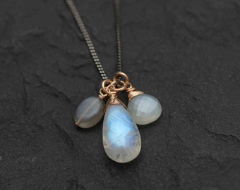 Multi Moonstone Necklace | Blackened Silver Jewelry