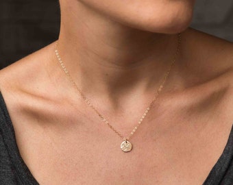 Hammered Coin Necklace, .925 Sterling Silver, Gold Filled, Rose Gold Jewelry