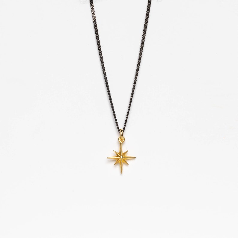 Starburst Necklace Black & Gold North Star Pendant image 1
