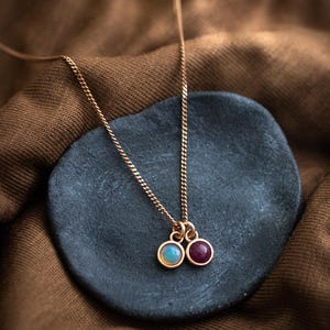 Opal & Rubin Kette rosé vergoldet | Halskette mit zwei Edelstein-Anhängern | Bunter Edelsteinschmuck