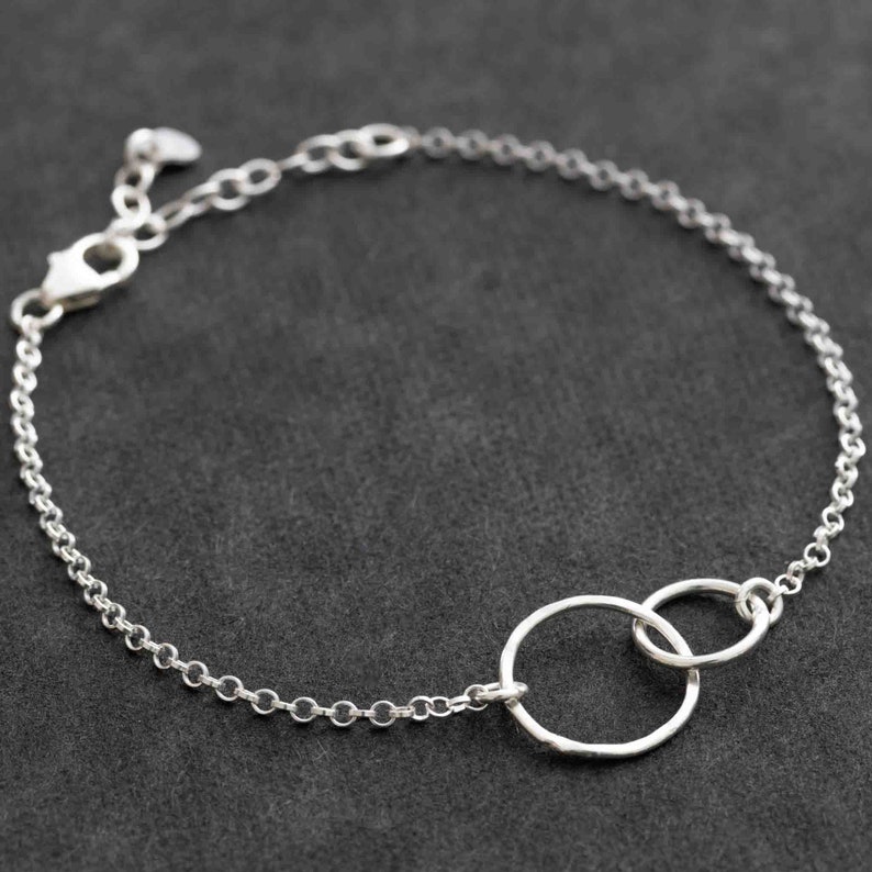 Interlocked Circle Bracelet Sterling Silver Two Open Rings Bracelet image 4