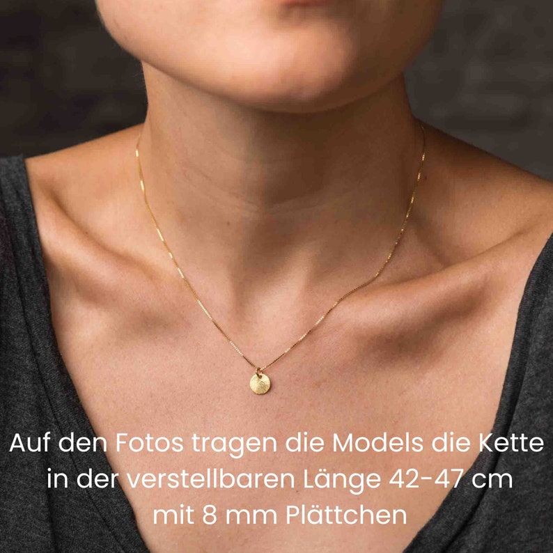 Plättchenkette gold, Goldkette mit Plättchen, Geschenke für Freundin, Münze Anhänger Bild 3