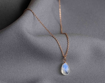 Moonstone Necklace Rose Gold Filled | June Birthday Gift for Her