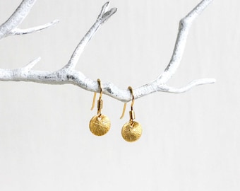 Dot Earrings Gold | Brushed Sterling Silver Disk Earrings