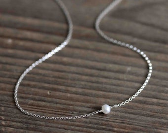 White Pearl Necklace Silver | Gold Filled Freshwater Pearl Jewelry