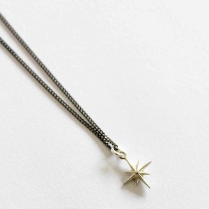 Starburst Necklace Black & Gold North Star Pendant silver