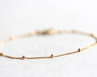 Ultra Thin Satellite Bracelet Gold, Dainty Curb Chain Bracelet Silver