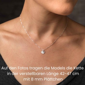 Plättchenkette 925 Silber, Halskette mit Plättchen Anhänger, Echtsilber Schmuck, Geschenk für Frau Bild 3