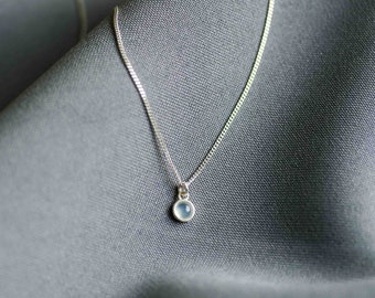 Tiny Chalcedony Pendant Sterling Silver Necklace