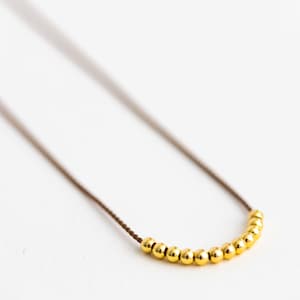 Gold Beaded Necklace | Vegan Silk String Necklace | Choker for Layering