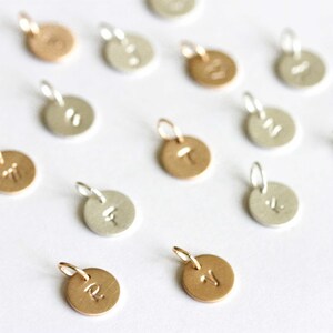 Initial Charm Silver, Initial Disk, Gold Filled Pendant, Sterling Silver Jewelry, Hand Stamped