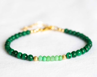 Malachite & Chrysoprase Bracelet | Green Multi Gemstone Jewelry