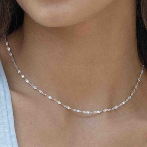 Sparkle Sequin Chain Necklace | Sterling Silver Sun Necklace | Glitter Necklace