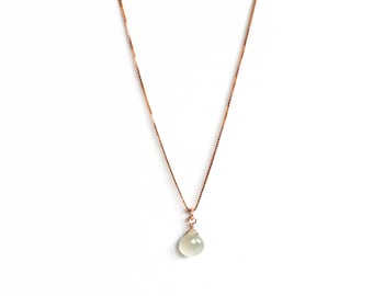 Gray Moonstone Necklace Rose Gold Plated Silver