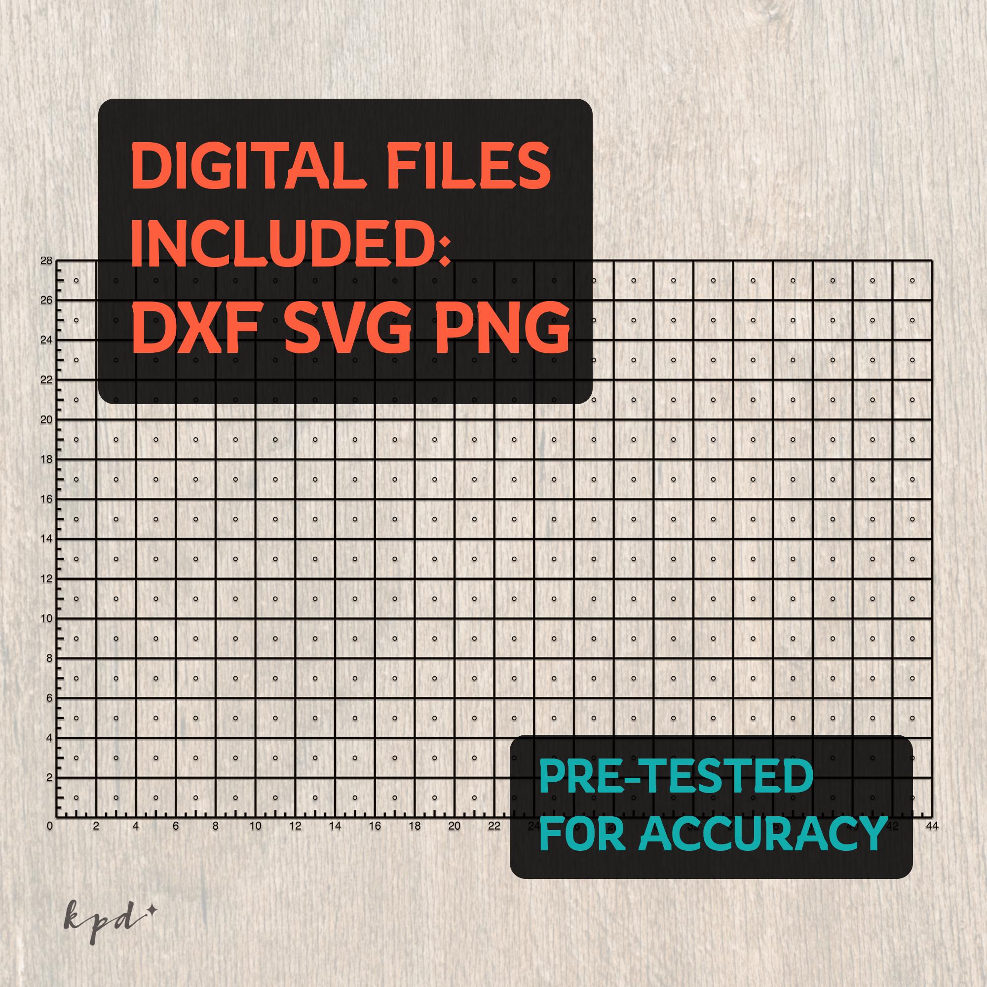 CNC Spoilboard 48x32 Grid - Imperial Numbering (inches) - DXF, SVG, Png ...