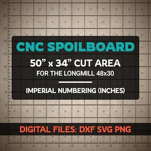 Spoilboard CNC - Longmill 48x30 - Numeração Imperial (Polegadas) - Arquivos Digitais DXF, SVG, Png