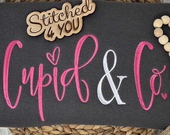 Embroidered Valentine's Sweatshirt: Cupid & Co. Hand-Lettered Design