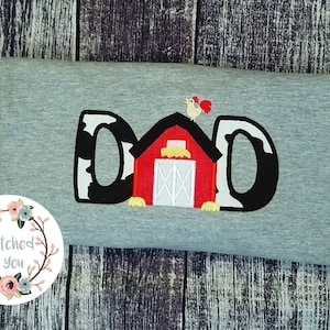 Embroidered Barn Animal Dad shirt, Dad Shirt, Barn Animal Birthday, Barn Animal Party, Hay, Chicken, Adult Shirt, Gildan Embroidered Shirt