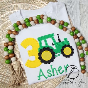 Tractor Birthday Shirt, Tractor Shirt, Farm Birthday, Tractor Party, Green Tractor, Red Tractor, Blue Tractor, Number Shirt, Farm, Applique