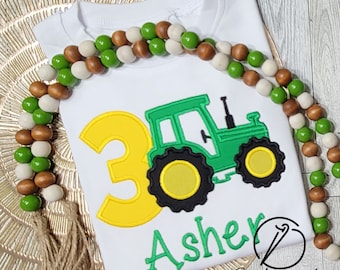 Tractor Birthday Shirt, Tractor Shirt, Farm Birthday, Tractor Party, Green Tractor, Red Tractor, Blue Tractor, Number Shirt, Farm, Applique