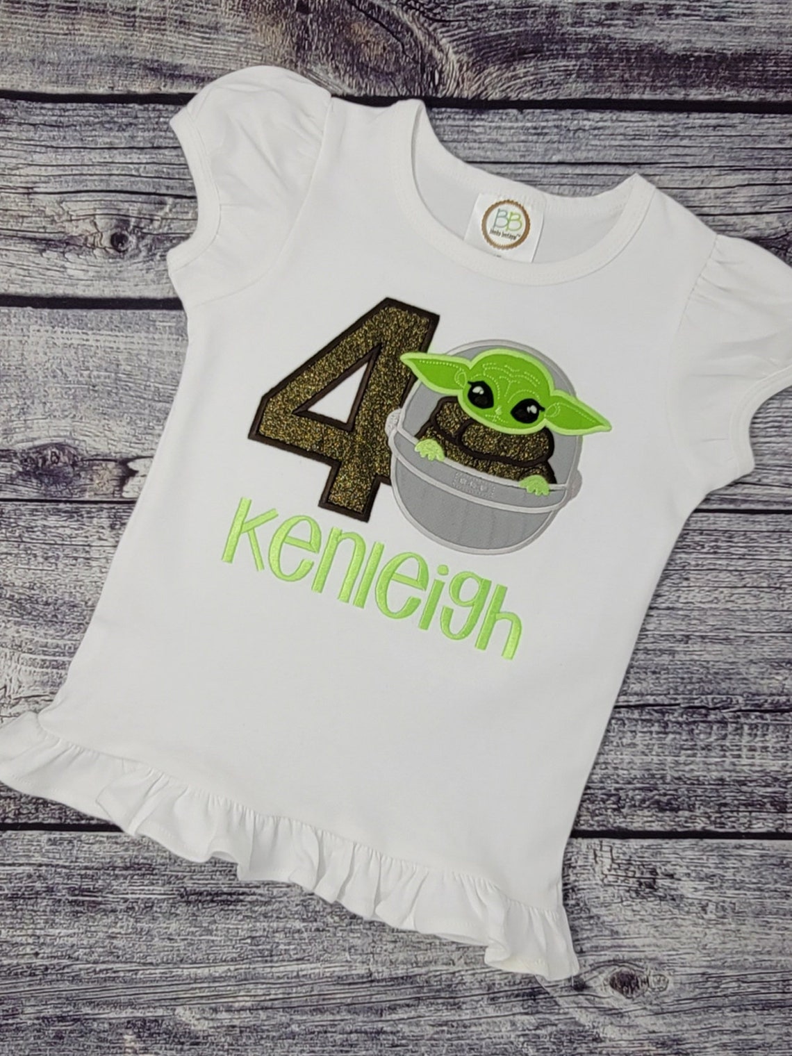 Girls Embroidered Baby Yoda Shirt Glitter HTV Baby Yoda | Etsy