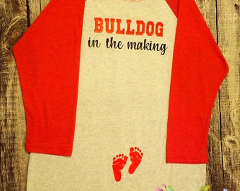 University of Georgia Bulldogs Baby Shower Pregnancy College Maternity Shirt 