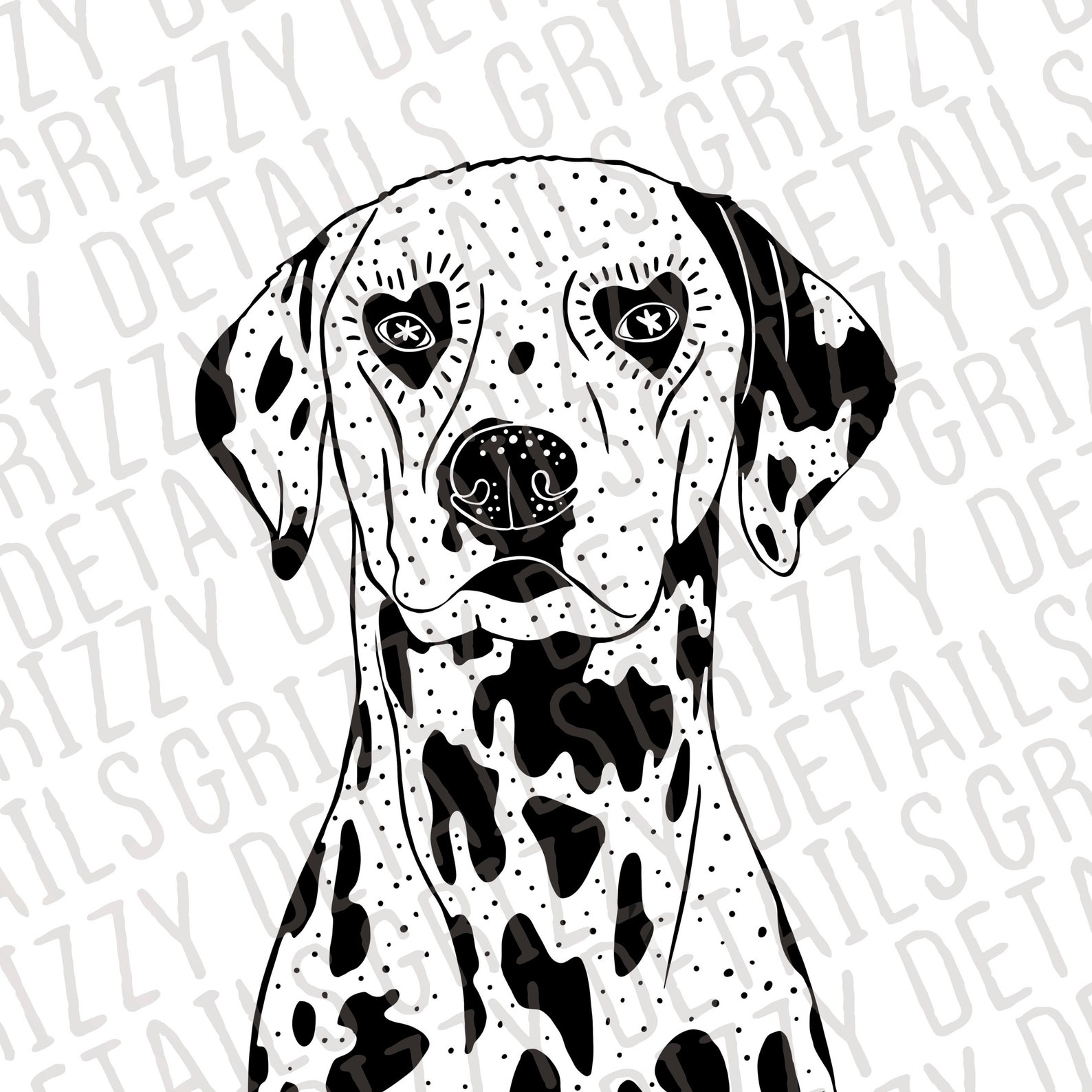 Dalmatian Face Art Print Illustration de race Yeux en | Etsy