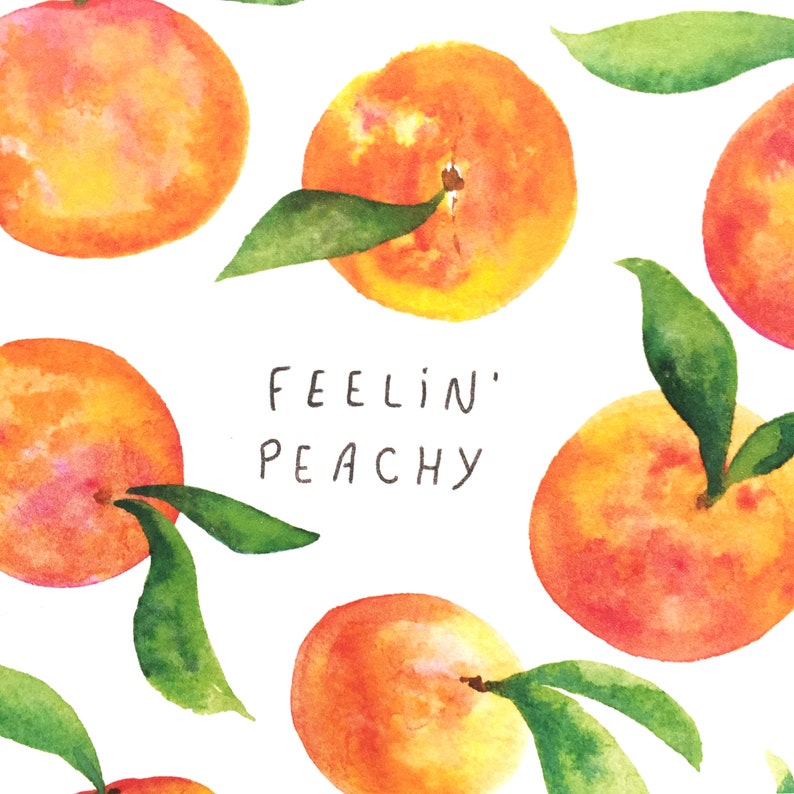 Peach Print Feelin' Peachy watercolor Art Print A5 Etsy