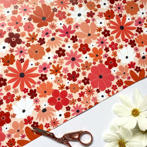 Flower Power Gift Wrap Wrapping Paper ditsy Flower Pattern Etsy