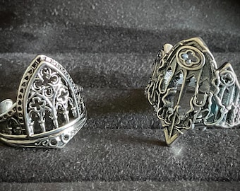 Gothic Cathedral Window Rings Set: Adjustable Unisex Openwork Design Fast Fashion