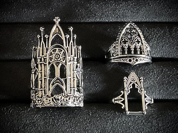 Three Cathedral Window Rings, Ready to Wear or Embellish With Epoxy, Crystals, Thread, etc. Adjustable Gothic Victorian Saints and Sinners