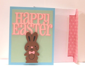 Easter card, Easter bunny, chocolate bunny greeting card, blank inside, 3D