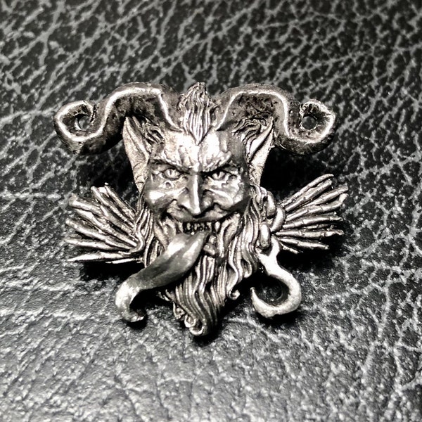 Krampus Pewter Pinback Devil Anti-Santa