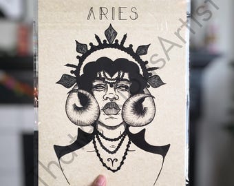 ARIES - Impresión artística, arte de pared, arte extraño, decoración espeluznante para el hogar, arte extraterrestre, espeluznante