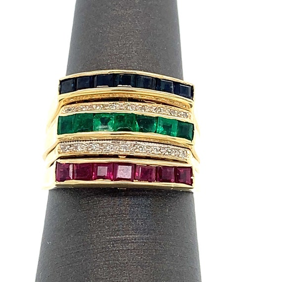 Interchangeable Emerald, Sapphire, and Ruby 3-Rin… - image 7