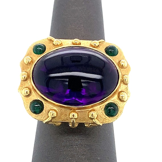 18K Amethyst and Emerald Ring