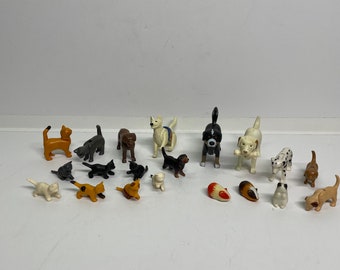 Lot de 18 animaux de compagnie Playmobil vintage chien chiot chat chaton cobayes