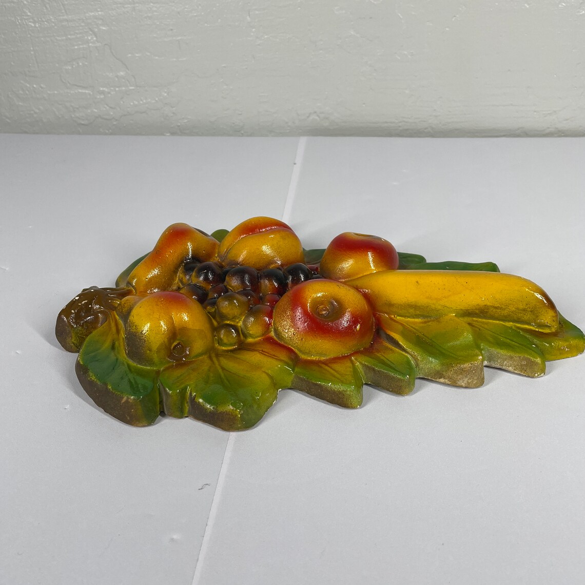 Vintage Chalkware Fruit Plaque Wall Art Banana Peach Pear Etsy UK