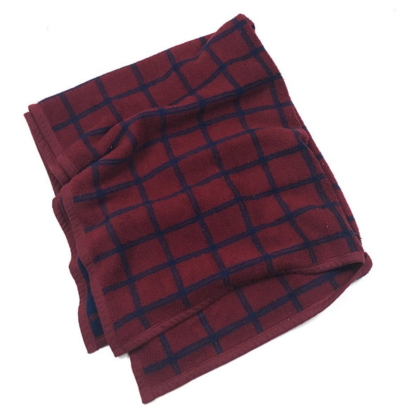 Biederlack Aurora Navy Blue Red Plaid Grid Print Throw Blanket Etsy